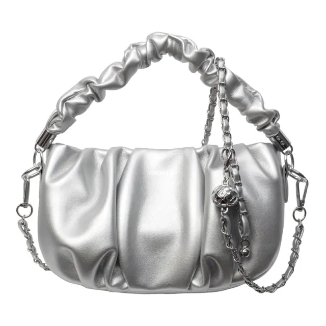 About All match Pleated Cloud Women's Bag Silver - Shop at LoveMi
