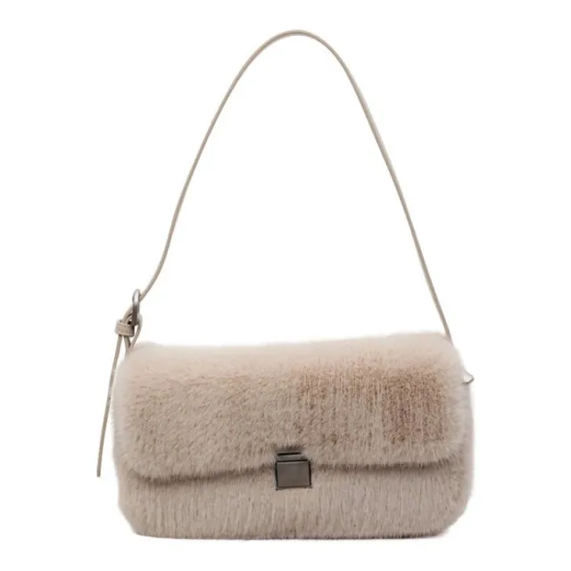 Retro Armpit Fashionable Shoulder Plush Bag Khaki - Shop at LoveMi
