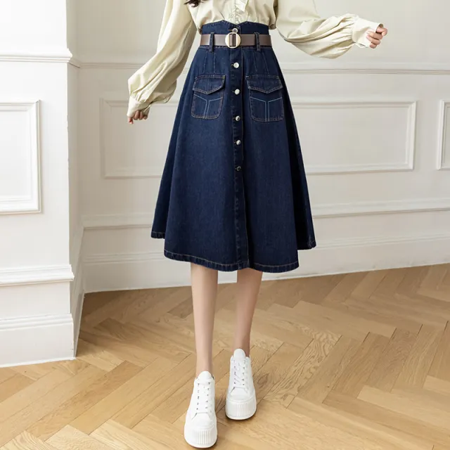 New Fashion Denim Skirt For Women Dark Blue - Shop at LoveMi