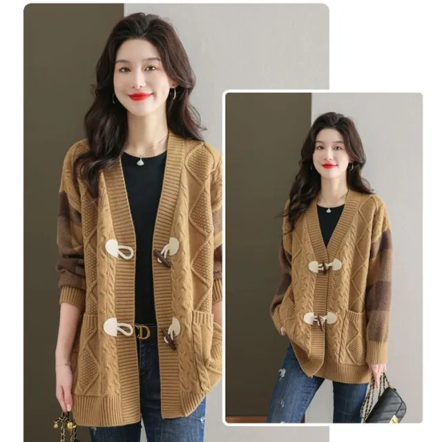 Women's Mid length Knitted Cardigan Autumn And Winter Camel - Shop at LoveMi