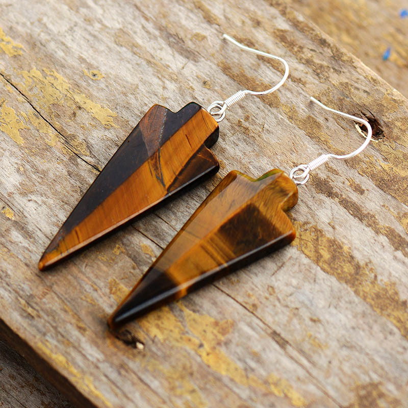 Women's Retro Natural Stone Arrow Earrings