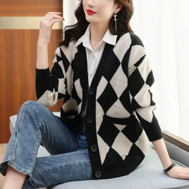 Western Style Small Shirt Slimming Youthful looking Top Sweater Coat Black - Shop at LoveMi