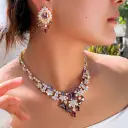 Two-piece Full-diamond Elegant Necklace And Earring Set view 4