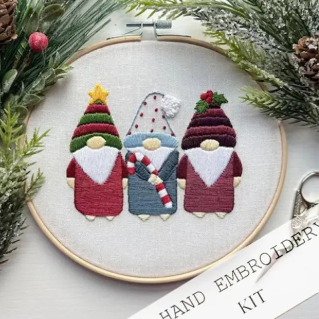 Christmas Kit Embroidery Handicraft DIY Material Three Santa Claus - Shop at LoveMi