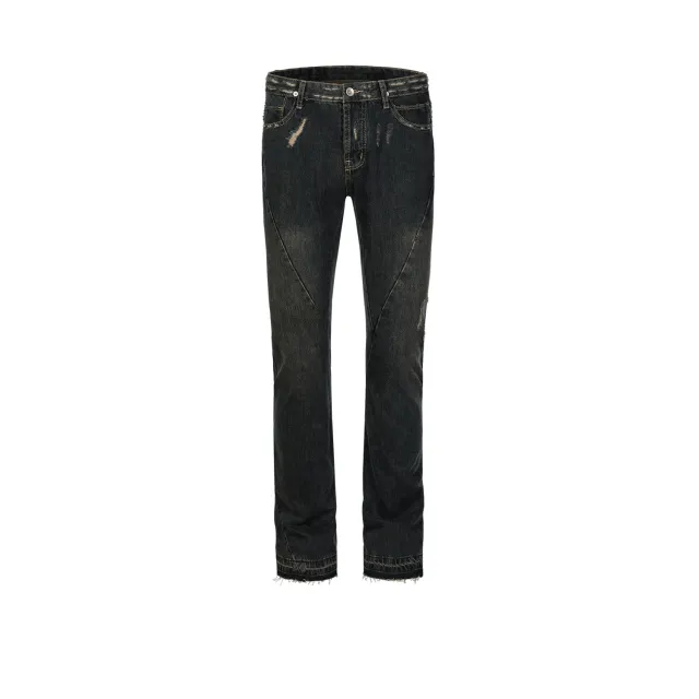 Washed Distressed Ripped Men's And Women's Spiral Jeans Tj029 Picture Color - Shop at LoveMi