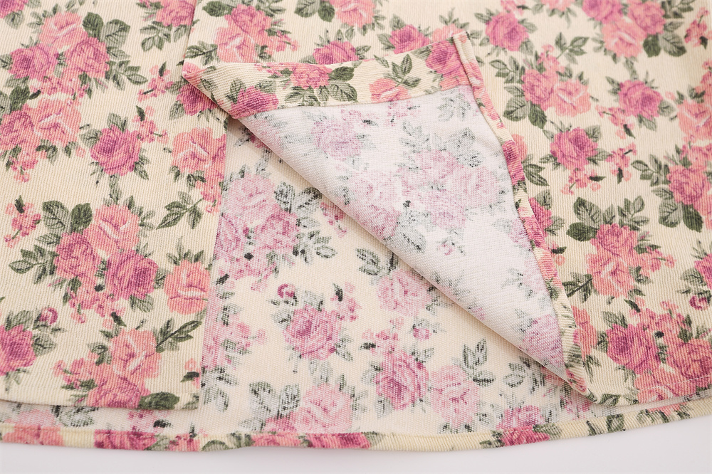 Floral Print Long Sleeve Shirt Cardigan Contrast Color Lapels Baggy Coat