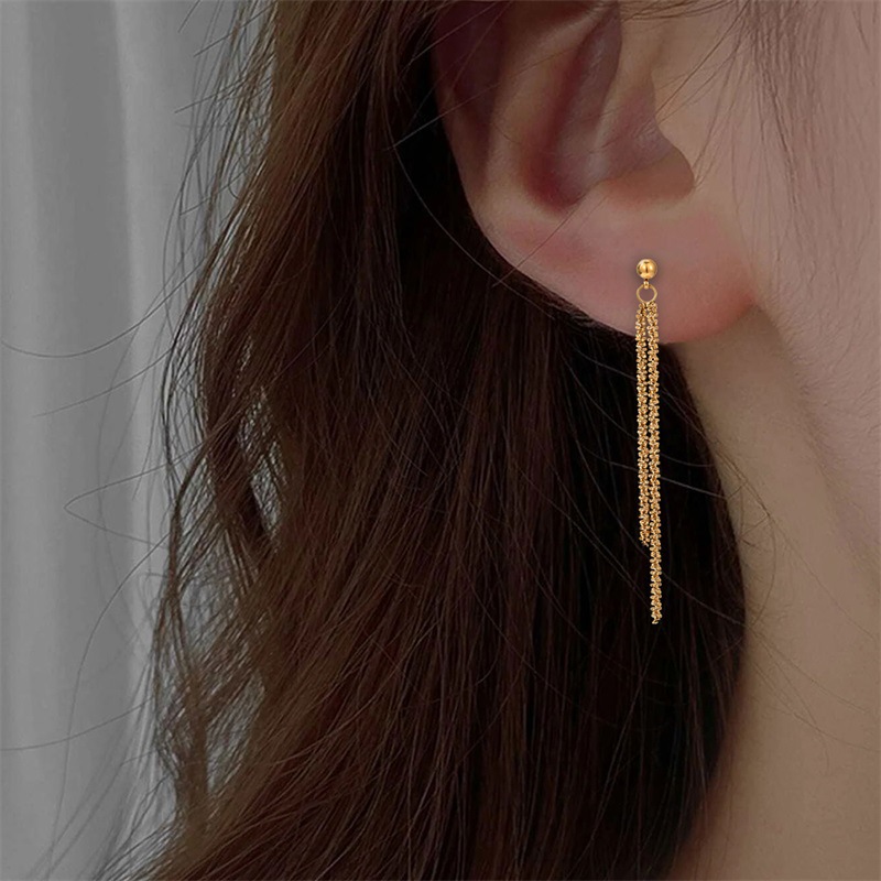 Simple Golden Long Cauliflower Ear Chain