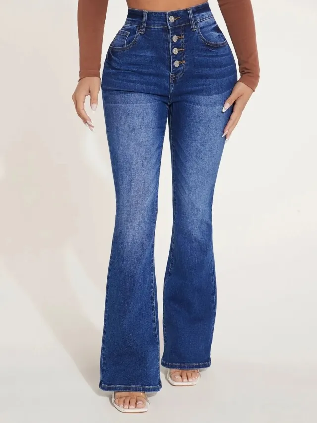 High Waist Stretch Clinch Skinny Skinny Jeans Dark Blue - Shop at LoveMi