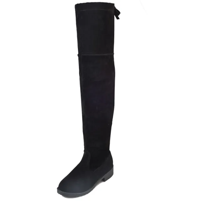 Women's Flat Elastic Overknee Long Boot Boots Black - Shop at LoveMi