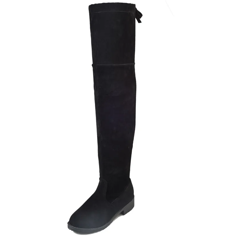 Women's Flat Elastic Overknee Long Boot Boots - Black