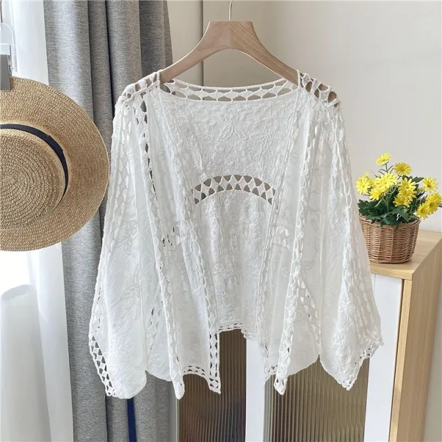 Cardigan Women Coat Lace Crochet Beach Sun Protection White - Shop at LoveMi