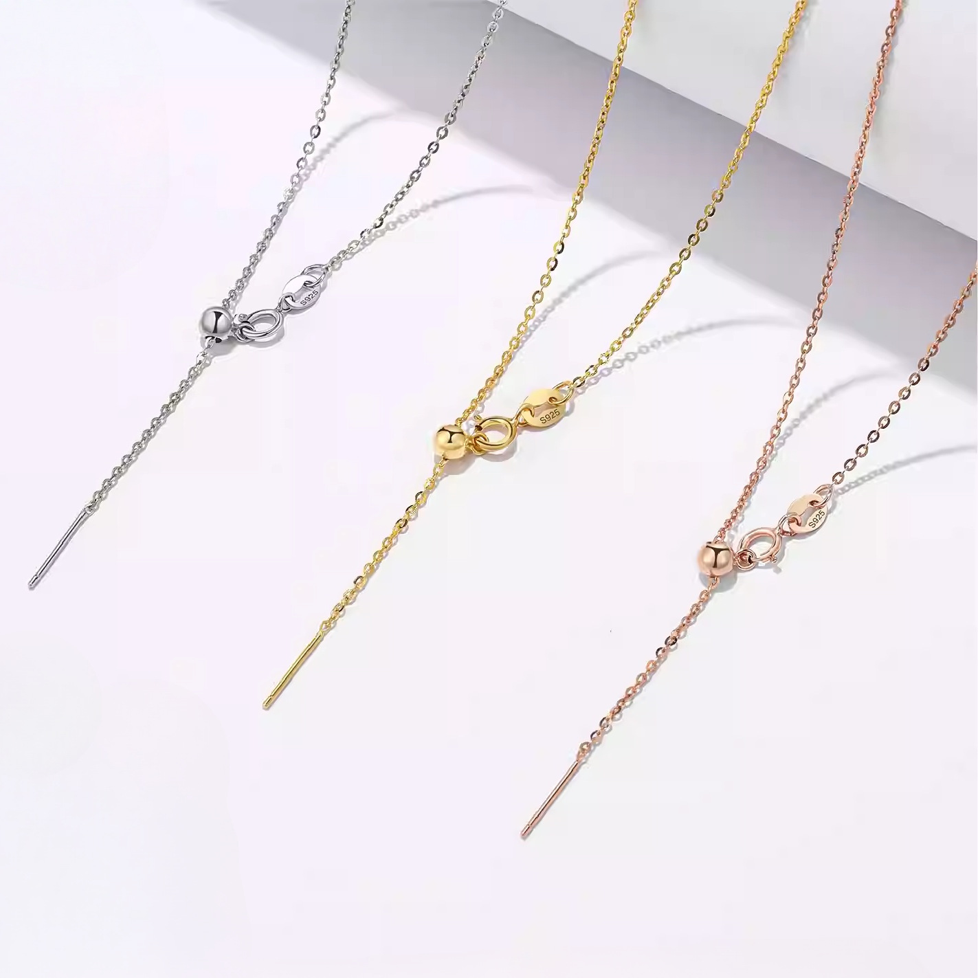 999 Fine Silver Necklace For Women Studded With Tiny Stars  Cross-link Box Chain