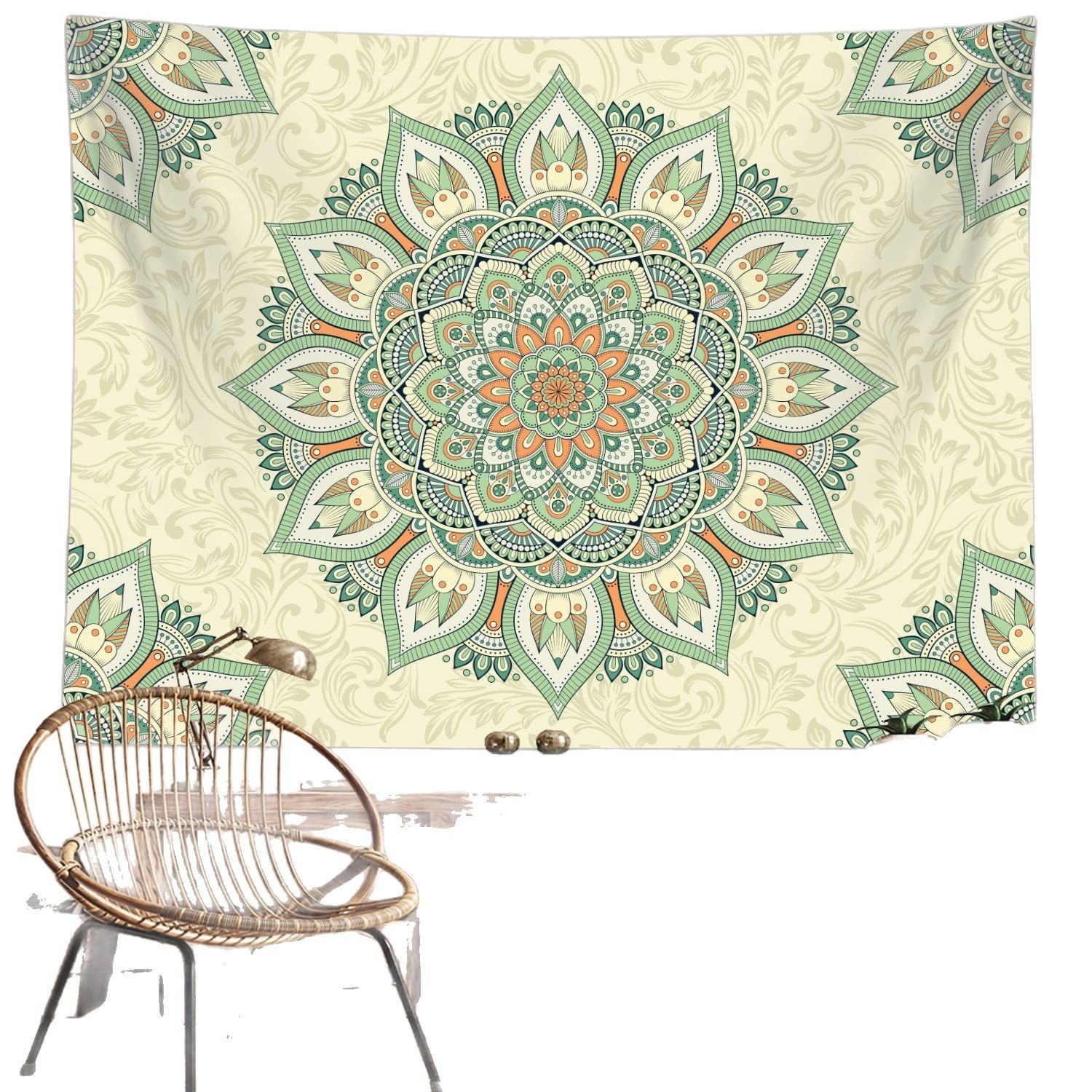 Bohemian Green Mandala Tapestry Bohemian Sage Green Wall Hanging