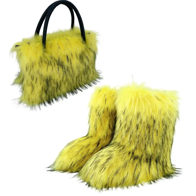 All match High texture Raccoon Fur Handbag Yellow - Shop at LoveMi