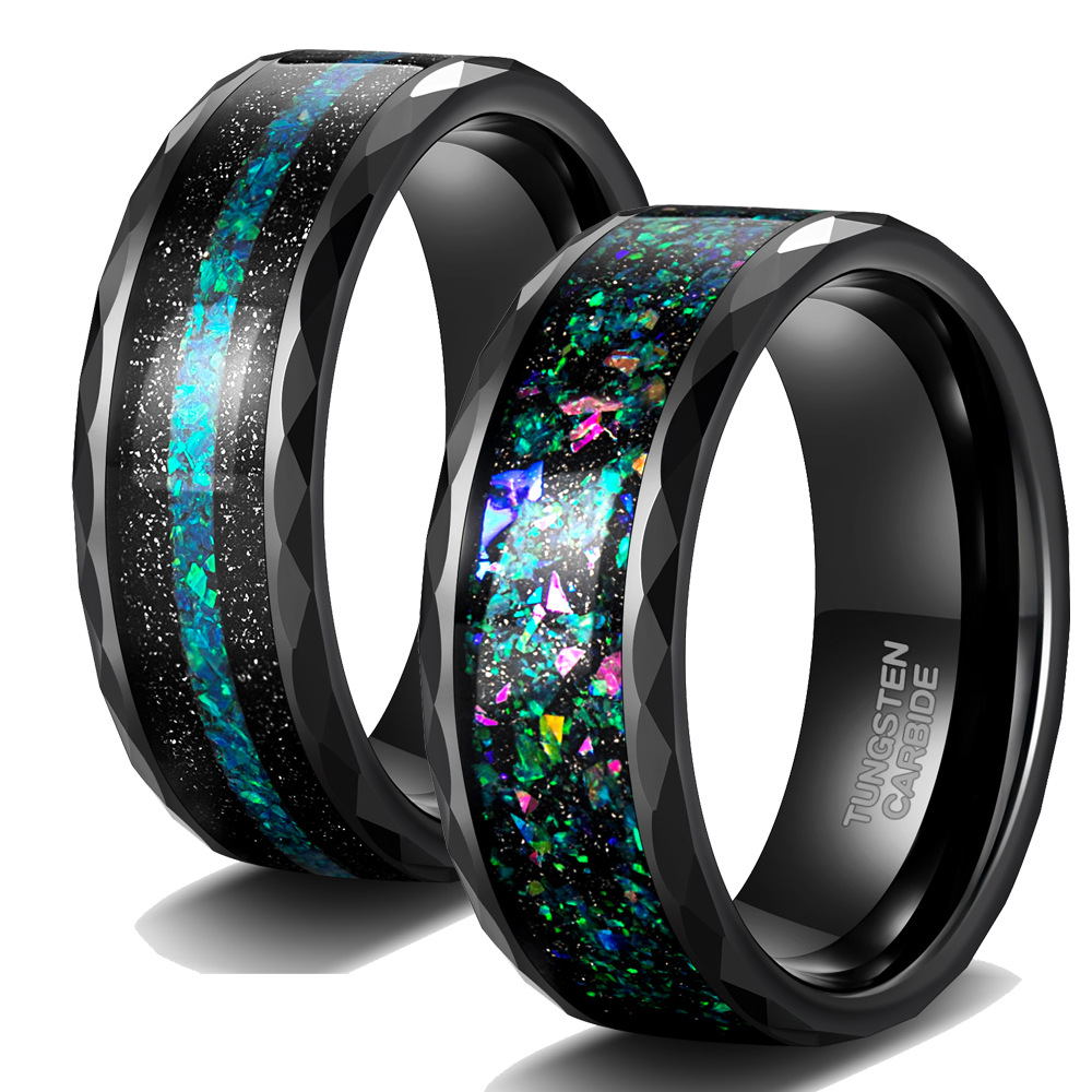 Opal Turquoise Wide Surface 48 Black Men And Women Tungsten Ring