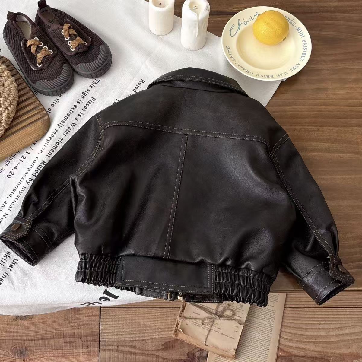 Children's Boys' Fashion Leather Jacket Top — foto 5