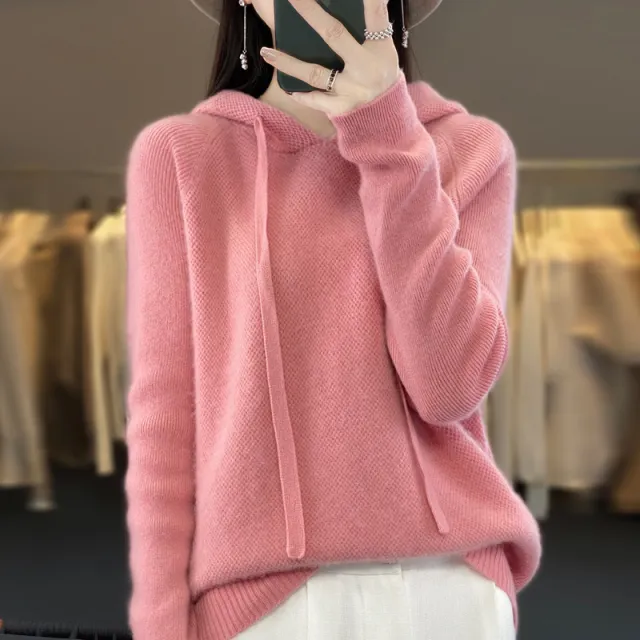 Women's Casual Hooded Sweater Pink - Shop at LoveMi