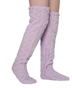 Autumn And Winter Leg Guard Women's Thickened Warm - Hemp Pattern Purple - View 1