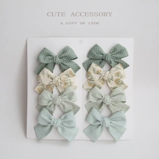 Dovetail Bow Around A Pair Of Hairclips 1 Group Green Dots - Shop at LoveMi