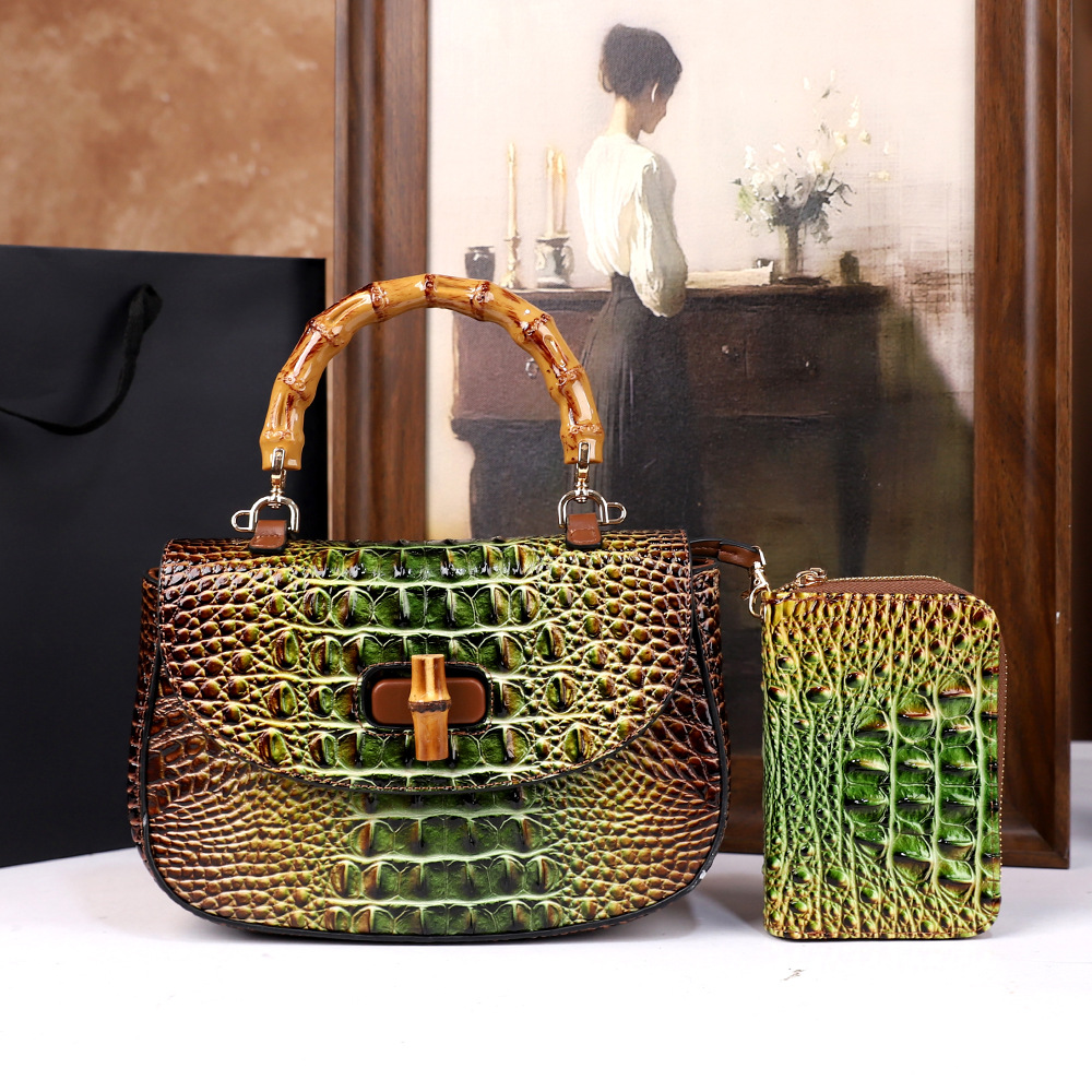 Crocodile-Grain Shoulder And Crossbody Bag Fashionable New Style For Women