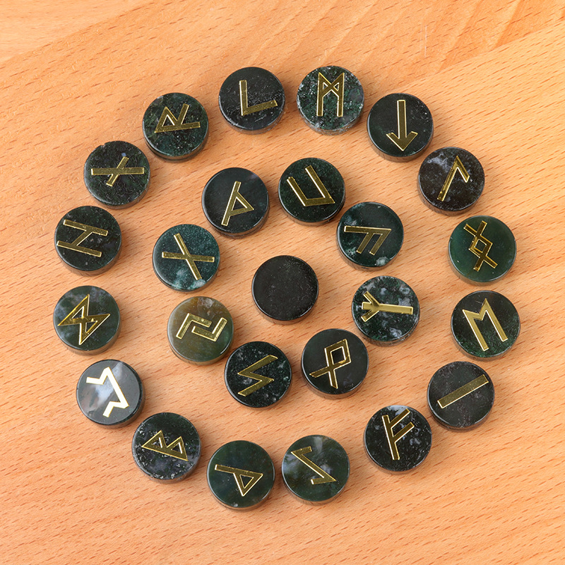 1662 A Pack Of Runes Natural Crystal Agate Luen Letter Wafer Suit Nordic Germanic Red Jasper 25 - Shop at LoveMi