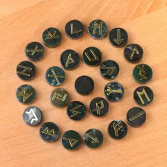 1662- A Pack Of Runes Natural Crystal Agate Luen Letter Wafer Suit Nordic Germanic - Red Jasper 25 - View 1