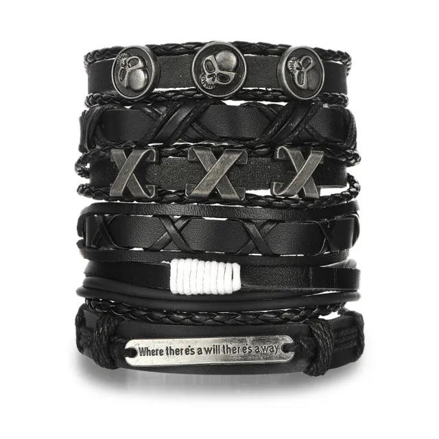 Men's Personality Fashion Multi layer Woven Leather Bracelet Yt14493 Style - Shop at LoveMi