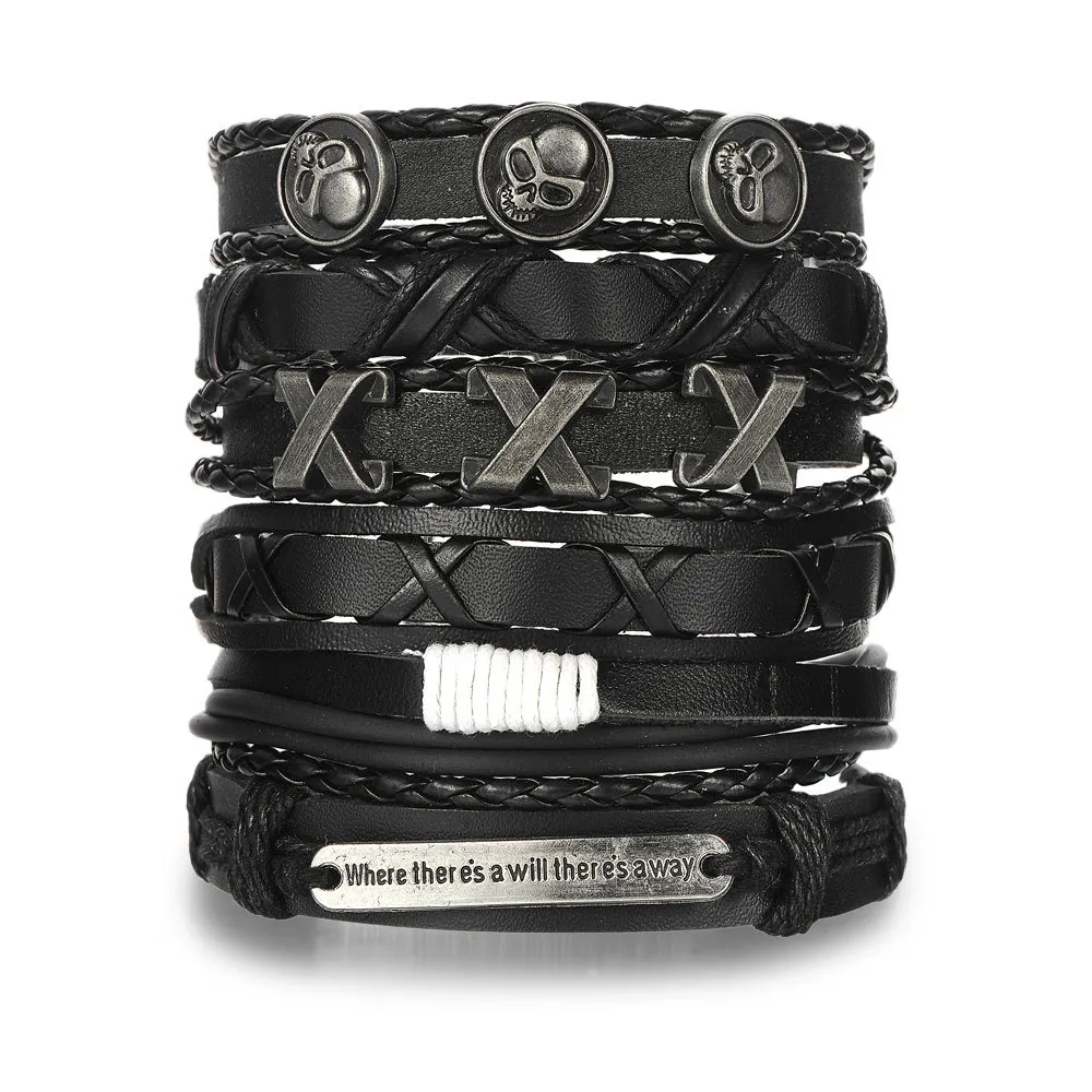 Men's Personality Fashion Multi-layer Woven Leather Bracelet - Yt14493 Style