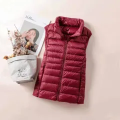 Down Close-fitting Fashion Casual Jacket Vest - Wine Red Women'S Vest - View 1