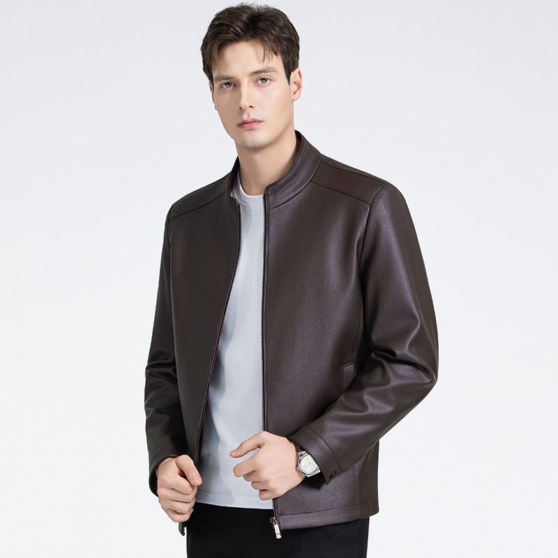 Versatile Men's Lapel Leather Jacket