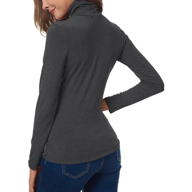 Solid Color High neck Long sleeved Base Layer Dark Gray - Shop at LoveMi