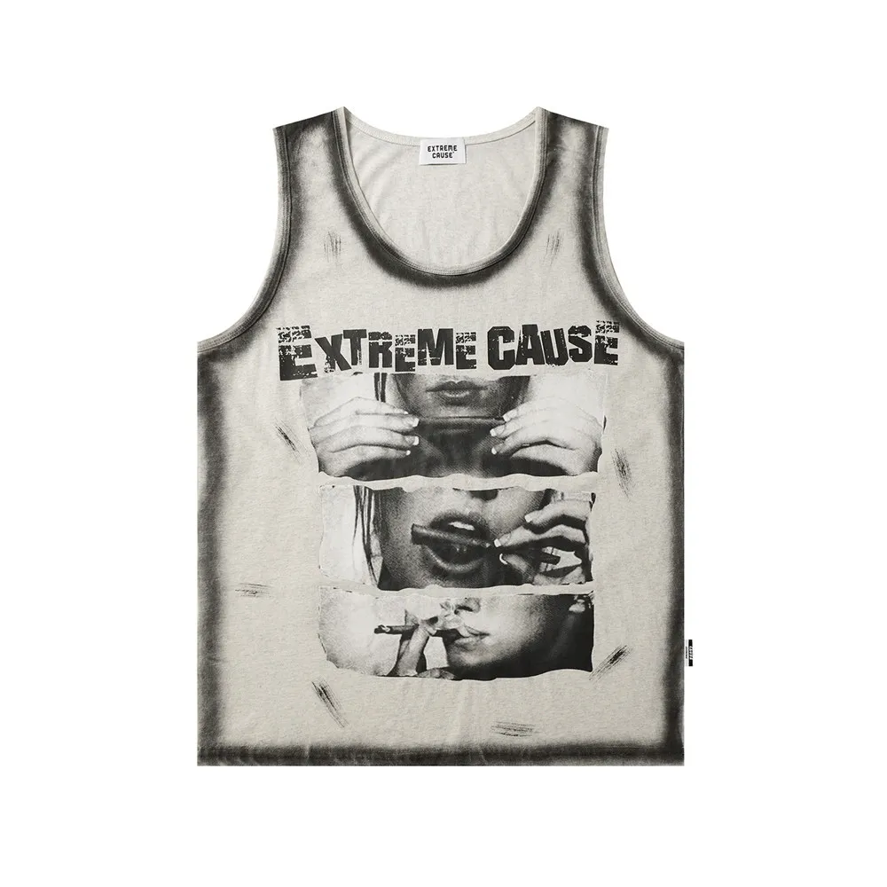 Punk Fashion Personalized Printing Casual Vest Men