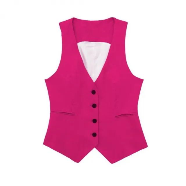 European And American Style Women's Multi color Linen Vest Coat Trousers 8946 Vest Rose Red - Shop at LoveMi