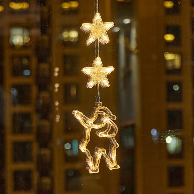 Christmas Atmosphere Layout Sucker Lamp Window Creative Decoration Old Man Warm Color - Shop at LoveMi