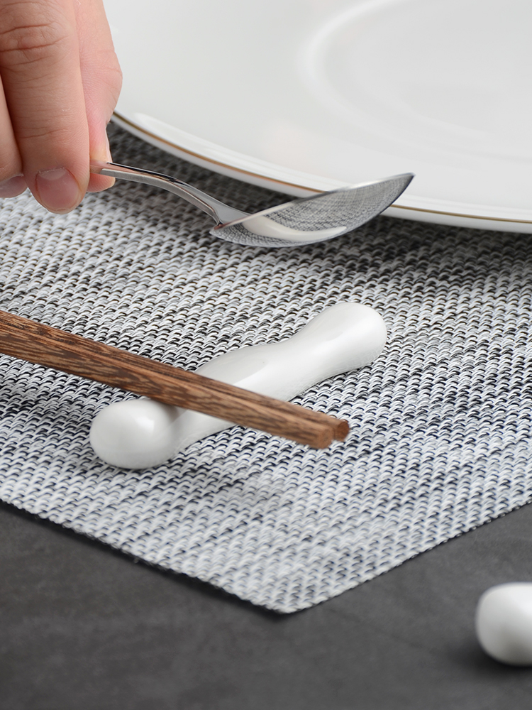 Pure White Spoon Dual-purpose Male Ceramic Roundheaded Chopsticks Pillow