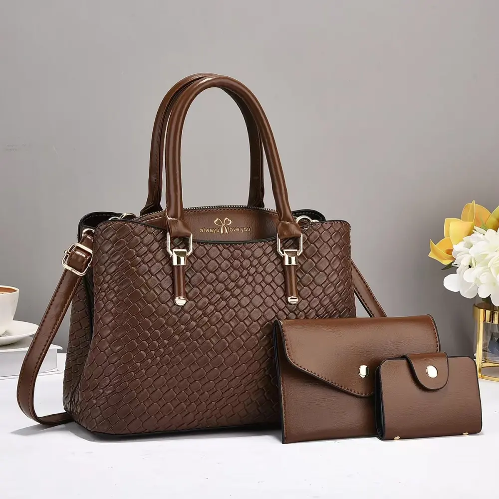 Woven Texture Three-piece Set Large Capacity One Shoulder Combination