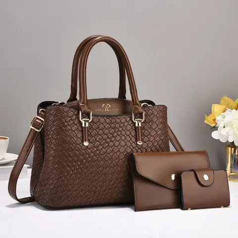 Woven Texture Three-piece Set Large Capacity One Shoulder Combination
