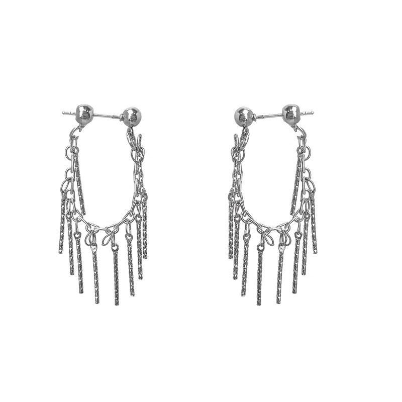 Metal Chain Tassel Silver Needle High Sense Graceful Earrings