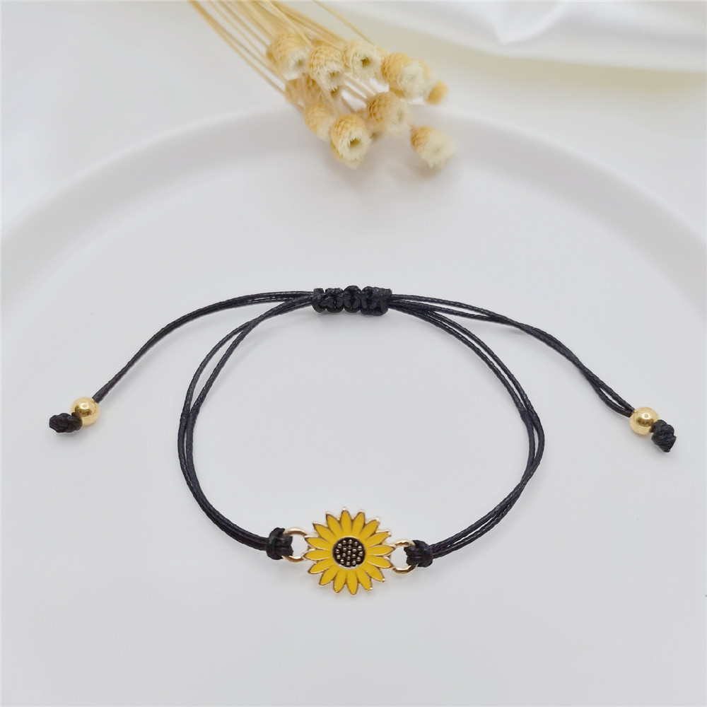 Alloy Sunflower SUNFLOWER Daisy Wax Line Woven Friendship Card Bracelet