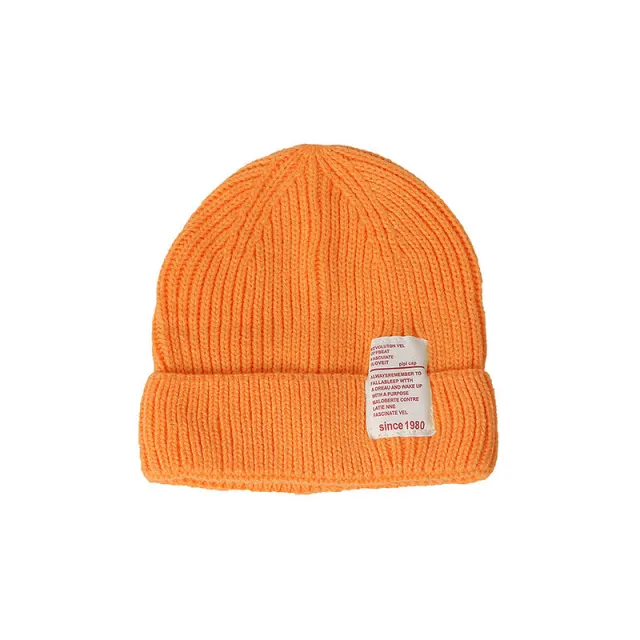 Autumn And Winter New 1980 Labeling Knitted Wool Hat Orange - Shop at LoveMi