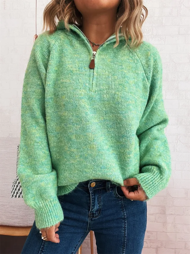 Solid Color Casual Hooded Knitted Sweater For Women Green - Shop at LoveMi