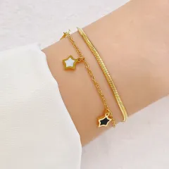 Five-pointed Star Stainless Steel Bracelet - Fx 80030 - View 1