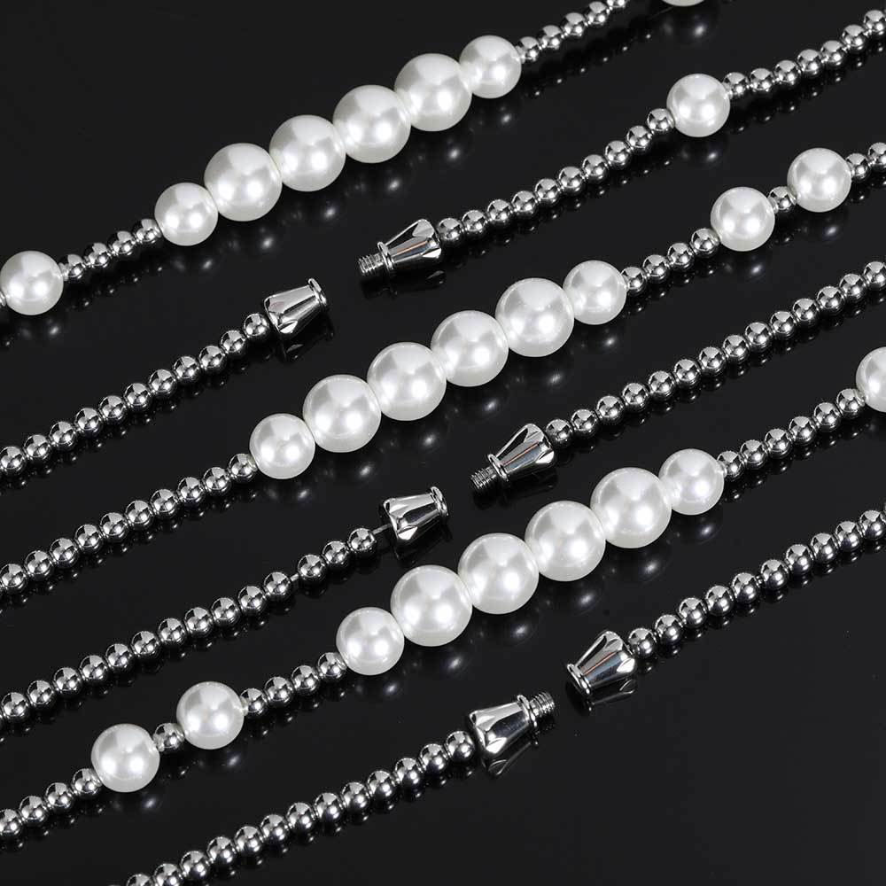 Street Pearl Stainless Steel Ball Mix And Match Hip Hop Necklace Bracelet