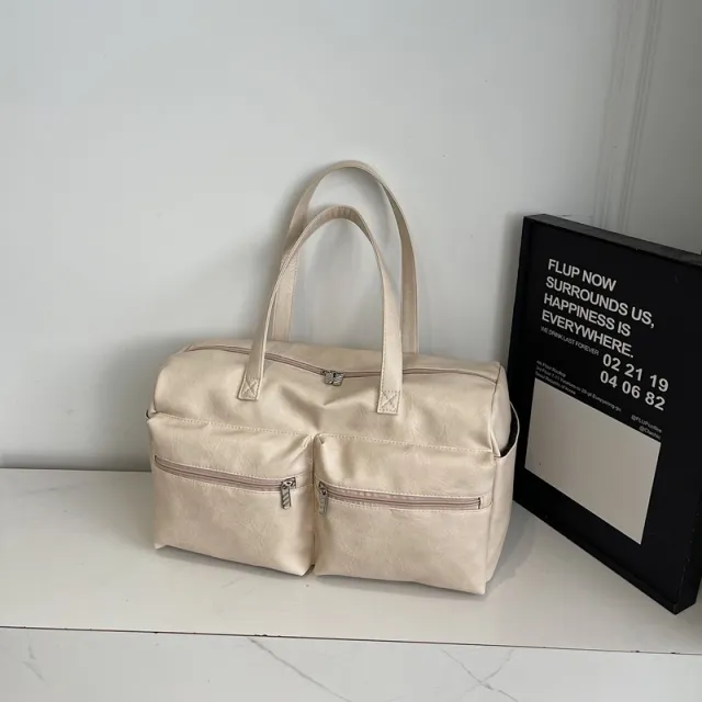 Travel Korean Style Casual Fashion All matching Multi pocket Shoulder Bag Beige - Shop at LoveMi