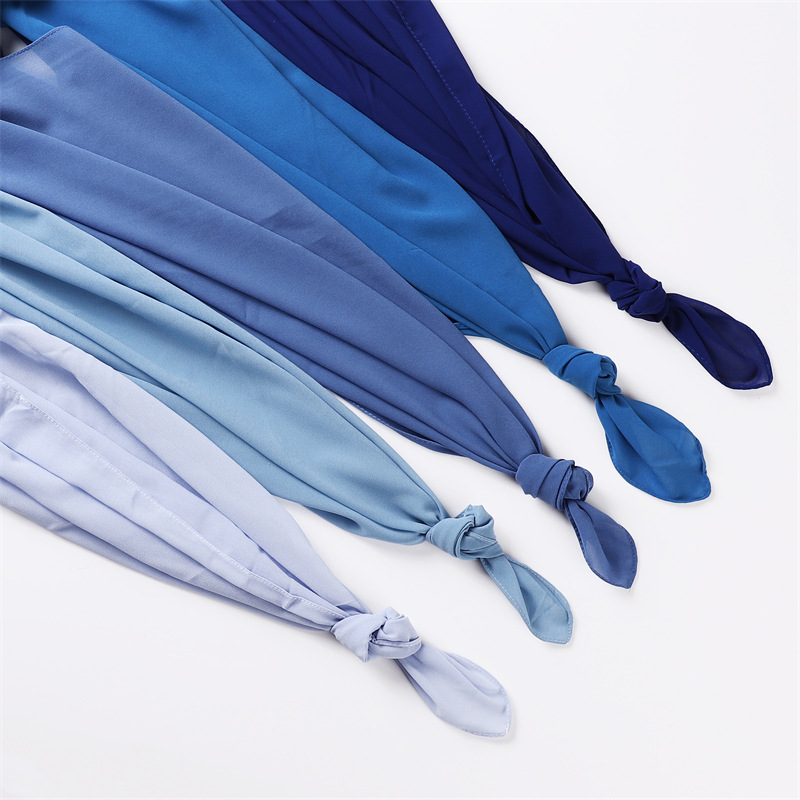 Solid Color Pearl Chiffon Scarf Head Covering Monochrome