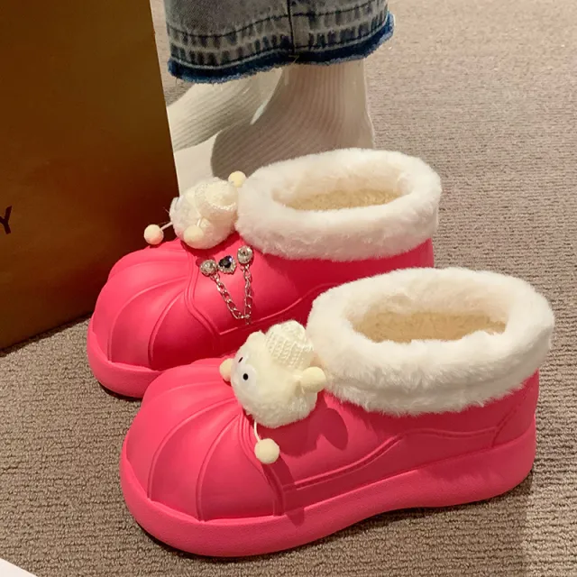 Platform Snow Boots Women's Fleece lined Thick Waterproof Red - Shop at LoveMi