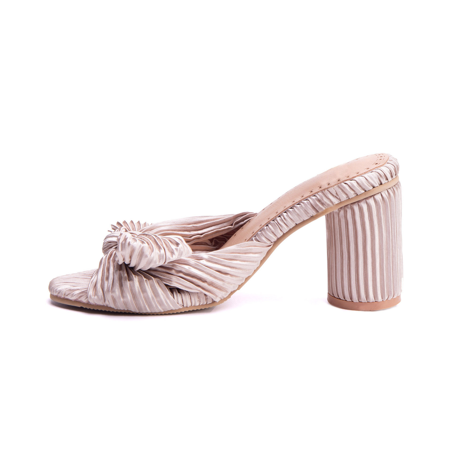 Satin Peep-Toe Chunky-Heel Sandals, picture 10 of 12