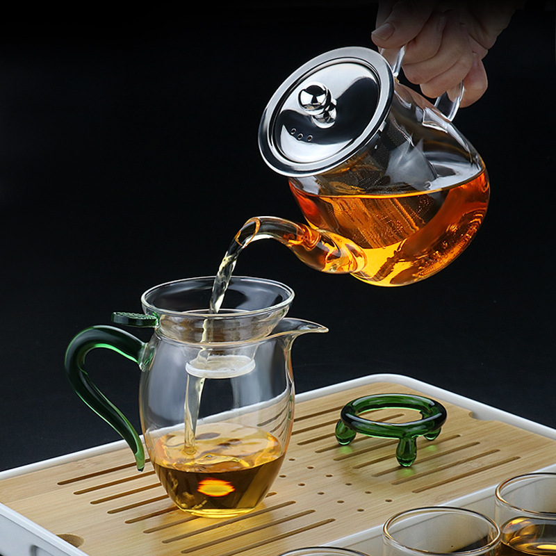 Stainless Steel Filter Liner Transparent Glass Scented Teapot