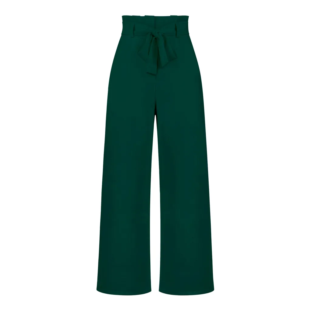 Women's Fashion All-matching Casual Wide-leg Trousers - Gkjl015 Dark Green