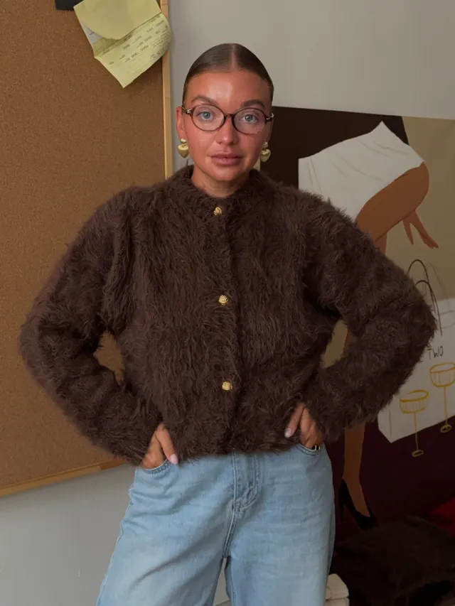 Mink Knitted Sweater Cardigan For Women Brown - Shop at LoveMi